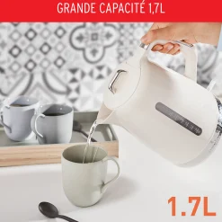 Bouilloire Electrique Soleil Ivoire, 1,7 L, Design Retro Vintage