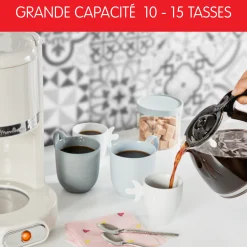 Cafetiere Filtre Soleil Ivoire, Design Vintage, Capacite 1,25L,