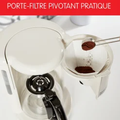 Cafetiere Filtre Soleil Ivoire, Design Vintage, Capacite 1,25L,