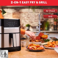Easy Fry & Grill, Friteuse Sans Huile 4,2L (6 Pers.), Air Fryer, Grill, 8 Prog.,