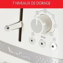 Grille-Pain Soleil Ivoire 2 Fentes Larges, Design Retro, 7 Niveaux De Dorage