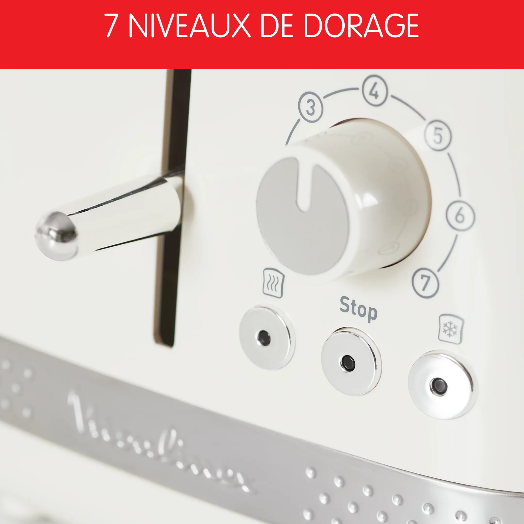 Grille-Pain Soleil Ivoire 2 Fentes Larges, Design Retro, 7 Niveaux De Dorage