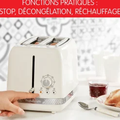 Grille-Pain Soleil Ivoire 2 Fentes Larges, Design Retro, 7 Niveaux De Dorage