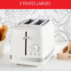 Grille-Pain Soleil Ivoire 2 Fentes Larges, Design Retro, 7 Niveaux De Dorage