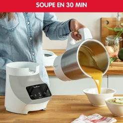 Soup&Plus Gris 1100 W + Panier Vapeur Inox